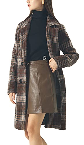 Image of chouyatou Women Elegant Notched Collar Double Breasted Wool Blend Over Coat