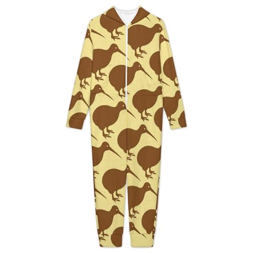 Kiwi Birds Print Kids Jumpsuits One-Piece Warm Jumpsuits for Boys Girls Flannel Outfits Rompers3