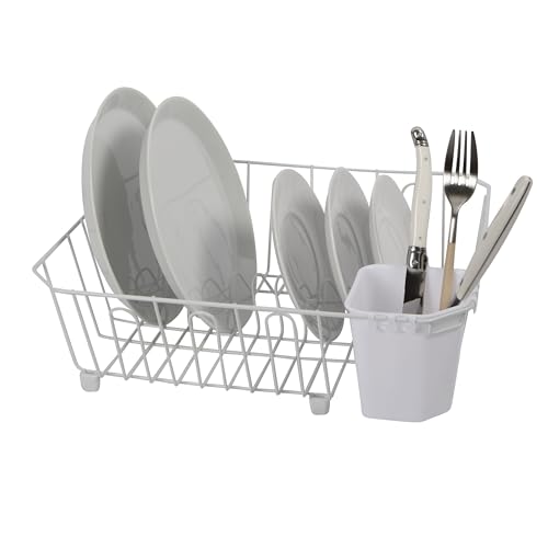 Oggi Compact Dish Drying Rack - White Metal Dish Drainer ...