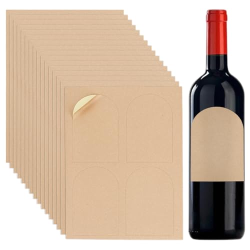 PH PandaHall 80pcs Arched Wine Bottle Labels Printable Wine Bottle Stickers Waterproof Glass Bottles Label for Printer Blank Kraft Labels for Jar Tins Sealing Home Chateau Wedding 4.7x3.5 Inch