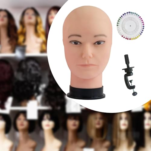 harayaa Cabeça de manequim careca masculina, modelo de cabeça de manequim, suporte de peruca multifu