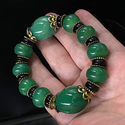 Bracelet jonc tibétain cadeau idéal en agate verte véritable - 4