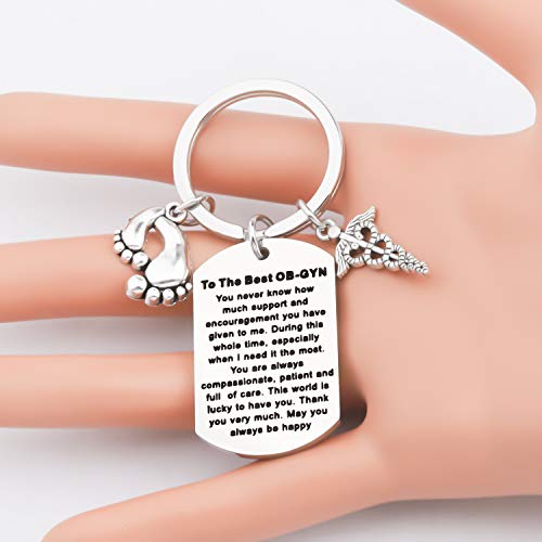 Ujims Obgyn Appreciation Gift Gynecologist Keychain With Baby Footprint Charm Thank You Jewelry For Delivery Nurse (Gynecologist Keychain) #TOP3