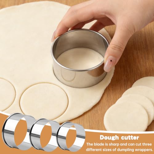 Zorivane 8Pcs Dumpling Maker Set, Stainless Steel Empanada Maker Press with Rolling Pin and Stuffing Scoop, Dough Cutter Dumpling Mold for Ravioli Pierogi Calzone, 3 Sizes - Thumbnail 5