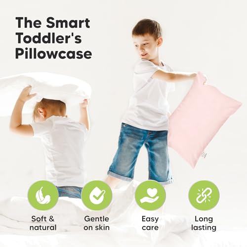 Image of KeaBabies 13x18 Waterproof Toddler Pillowcase, 1pk Pillow Case (Mist Pink) | Soft Waterproof Toddler Pillow Protector Cover for Kids, Boys, Girls, Machine Washable, Small Travel Pillow Sold Separately