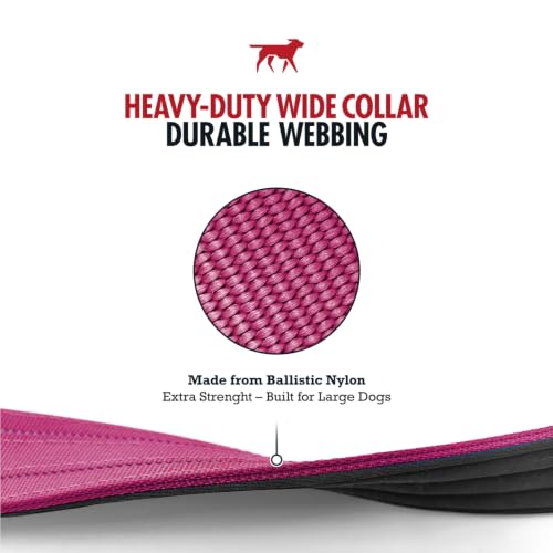 Image of Tuff Pupper Heavy Duty Tactical Dog Collar | 1.5 inch Wide Ballistic Nylon | Reflective Stitching | Integrated ID Tag Holder | Stainless Steel Buckle | Padded Lining | Medium & Large Dogs (Pink, Medium)