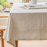 Zobesta Linen Table Cloth Cotton White Linen Tablecloth for Rectangle Tables, Heavy Weight Washable