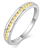 YL Stackable Rings Sterling Silver Halo Created Topaz Eternity Bands Jewelry for Women-size10