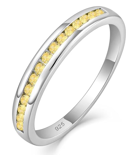 YL Stackable Rings Sterling Silver Halo Created Topaz Eternity Bands Jewelry for Women-size5