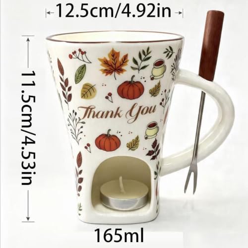 Chocolate Mug - 165ml Ceramic Butter Warmer, 6 Candles, Fork — view 8