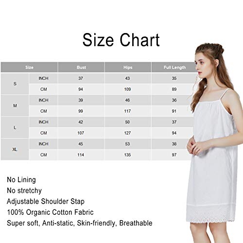 Beautelicate 100% Cotton Full Slip Petticoat 1920S Vintage Dress Skirt Extender With Embroidered Lace Ivory Size M #TOP5