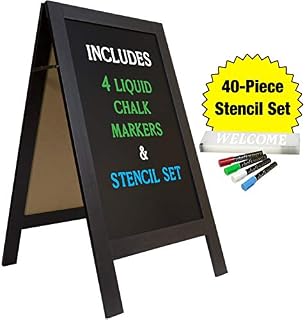 Large Sturdy Handcrafted 40" x 20" Wooden A-Frame Chalkboard Display / 4 Liquid