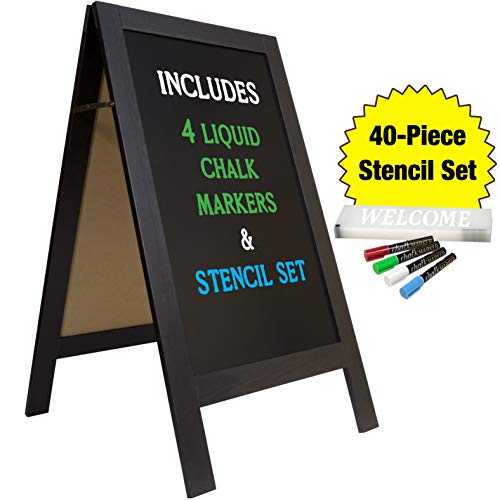 Large Sturdy Handcrafted 40" x 20" Wooden A-Frame Chalkboard Display / 4 Liquid