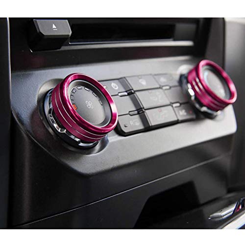 Keptrim for F150 Air Conditioner Switch AC VOL Knob Ring Button Trim for Ford F150 XLT 2015 2016 2017 2018 2019, Pink Aluminum, 4pcs (Not for 2021 2022) by Keptrim - Image 2