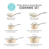 Martha Stewart Lockton Premium Nonstick PFA Free Ceramic Interior 10 Piece Enamel Heavy Gauge Aluminum Pots and Pans Cookware Set - Butter Cream #1