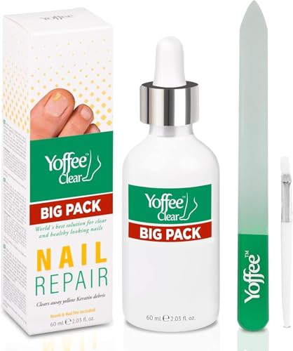 Yoffee Clear Tratamiento Anti Hongos para Uñas de Manos y Pies - Reparación de uñas con Árbol de Té y Aceite de Argán - Fórmula Mejorada - Antibacteriano y Antiséptico - Big Pack Purity Nail (60ml)