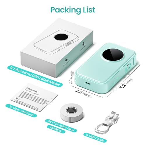 Phomemo D35 Etikettendrucker, Mini Bluetooth Etikettiergerät Tragbarer beschriftungsgerät selbstklebend Labeldrucker, Handgerät Kabelloser Label Printer Für Zuhause, Büro, Schule