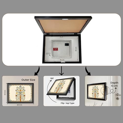 Image of Horizontal Floral Art Decorative Framed Mcb Box, Electric Board Cover | Flippable Counter Cover With Digital Art Print | Suits for Hallways, Lobby, Bedroom, Living Room Outer Size 13X17 Inch