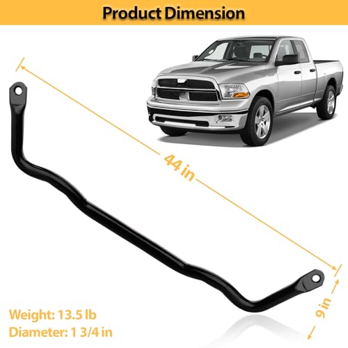 OLLEN Front Suspension Stabilizer Bar, Steel Metal Front Sway Bar, Compatible with Dodge Ram 1500 4WD 2009-2010, for Ram 1500 4WD 2011-2018, for Ram 1500 Classic 2019-2022 4WD, Replace# 55398938AC by OLLEN - Image 2