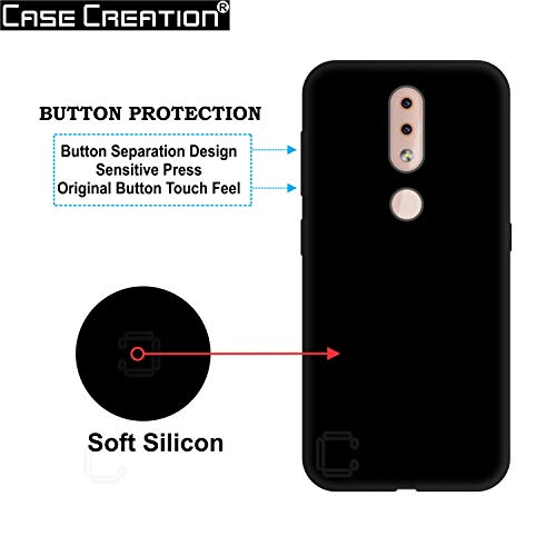 Image of Case Creation Compatible with Nokia 4.2 2019 Back case, Nokia 4.2 Slim Flexible Smart Look case with 360 Camera All Angle Protection (Pure Black)