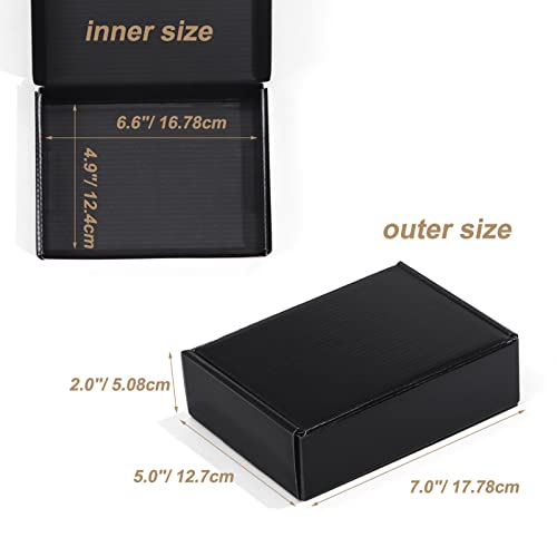 Image of ZBEIVAN 7x5x2 Black Small Shipping Boxes, 20 Packs Corrugated Cardboard Mailer Boxes for Packaging Small Business Mailing Gifts Wrap Boxes with Lids