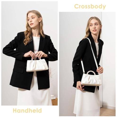 Image of PALAY Sling Bag for Woman Small Evening Purse Handbags Soft Leather Ruched Bag Bridal Clutch Party Prom Crossbody Purses