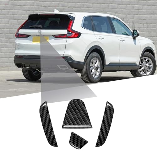 Image of Compatible with Rear Trunk Insert Cover Trim Carbon Fiber Rear Tailgate Emblem Badge Decoration Sticker for Honda CRV 2023 2024 (4Pcs Black)
