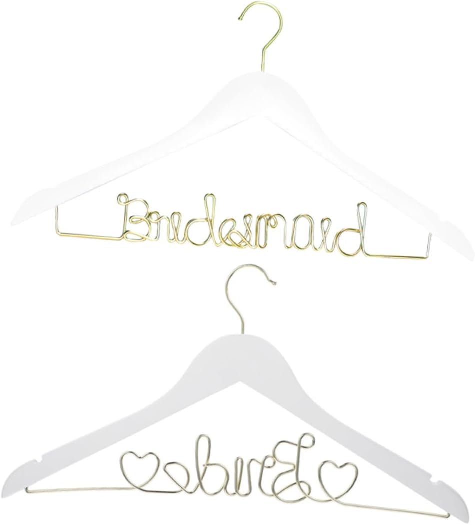BESTYASH 2pcs Wedding Dress Hanger Delicate Hangers for Bride and Groom Stylish Wedding Gown Organizers for Formal Attire