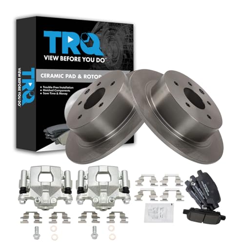 Image of TRQ Rear Brake Pad and Rotor Set Ceramic Calipers Compatible with 2002-2006 2013-2017 Nissan Altima 2004-2006 Maxima