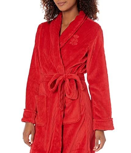 Lauren Ralph Lauren Recycled So Soft Shawl Collar Robe Red Lg (Us 12-14) #TOP2