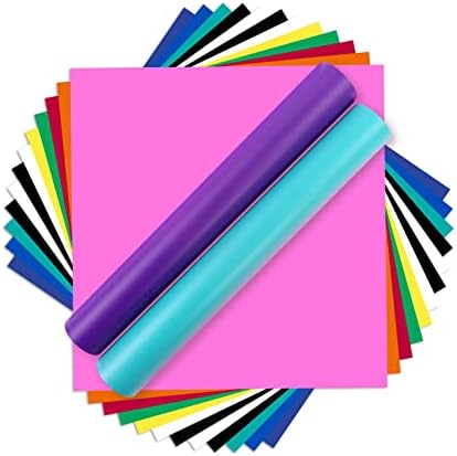 HTVTONT Adhesive Vinyl for Cricut-14 PCS 12" x 12" Matte Permanent Vinyl Bundle, Assorted Colors Permanent Adhesive Vinyl Sheets for Craft Projects
