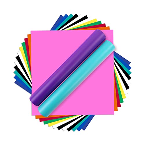 Htvtont Adhesive Vinyl For Cricut-14 Pcs 12" X 12" Matte Permanent Vinyl Bundle, Assorted Colors Permanent Adhesive Vinyl Sheets For Craft Projects #TOP8