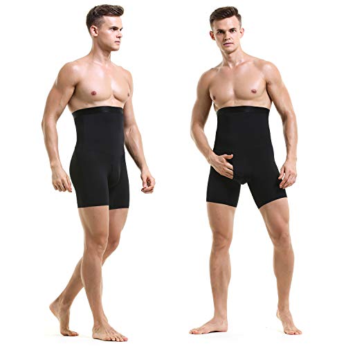 Ouruikia Men's Tummy Control Shapewear High Waist Body Shaper Slimming Underwear Shorts Belly Girdle Boxer Briefs With Fly Black M #TOP2
