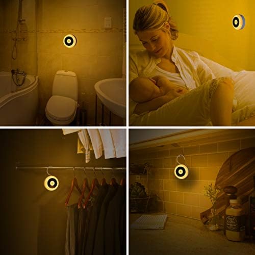 ELZO Night Light, Rechargeable Wireless LED Motion Sensor Light with Integral Hook and Magnet Set, Baby Night Light, Night Lamp for Entrance, Basement, Garage, Closet, Toilet, Bathroom, Bedroom, etc.