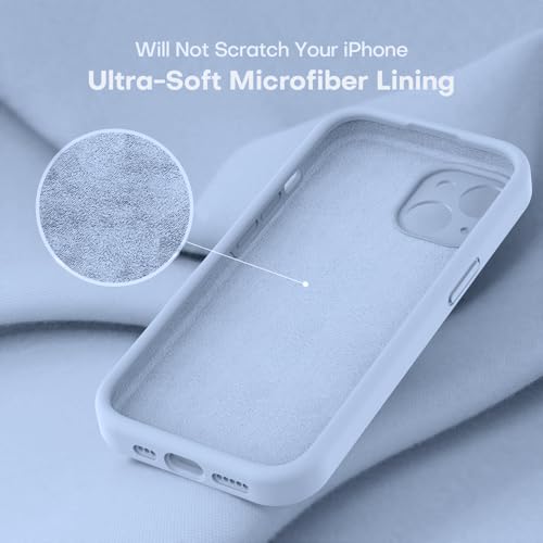 Image of Elzzi Microfiber Square Candy Case Compatible for iPhone 14, Shockproof Slim Back Cover Liquid Silicone Case - Carolina