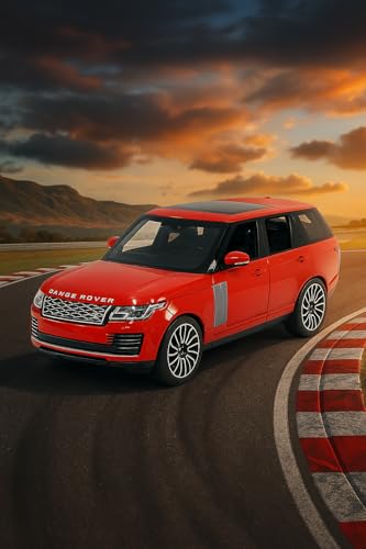 Image of DREAMY DEN Range Rover SUV Car 1:32 Scale Model Car Exclusive Alloy Metal Pull Back Die-cast Metal Pullback Toy car with Openable Doors & Light Music Best Gifts Toys Kids (RED)