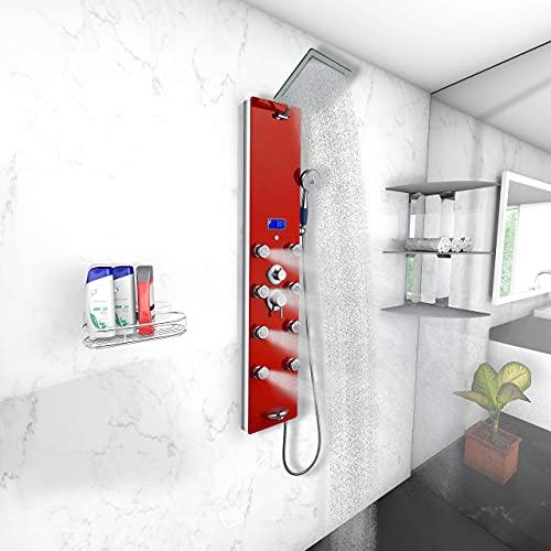 Blue Ocean 52” Aluminum Spa392R Shower Panel Tower With Rainfall Shower Head, 8 Multi-Functional Nozzles #TOP7