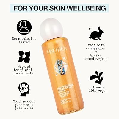Pacifica Bronzing Body Oil Crystal Bronze Shimmering Oil for Natural Sun-Kissed Glow, Hydrating Body Illuminator, Vanilla Coconut Scent, Vegan & Cruelty-Free, Clean Beauty, 4 fl oz