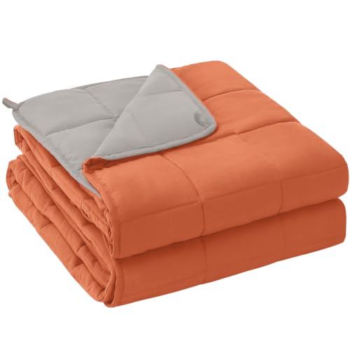 yescool Weighted Blanket for Adults (12 lbs, 48" x 72", Orange) Cooling Heavy Blanket for Sleeping Perfect for 110-130 lbs, Twin Size Breathable Blanket with Premium Glass Bead, Machine Washable by yescool - Used condition - US$41.55