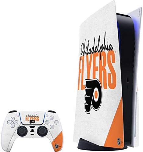Skinit Decal Gaming Skin Compatible with PS5 Bundle - Officially Licensed NHL Philadelphia Flyers Script Design