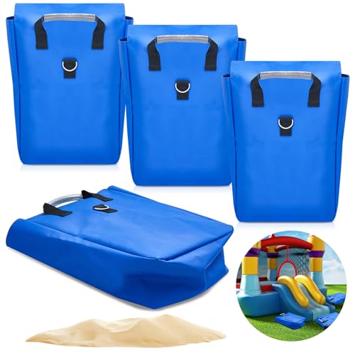 Simgoing 4 Pcs Vinyl Sand Bags for Bounce House Inflatable Water Bounce House Sand Bag to Support and Anchor Inflatables Tents Water Slides Canopies, Only Put Sand, Not Stones(Blue,17 x 12 Inch)