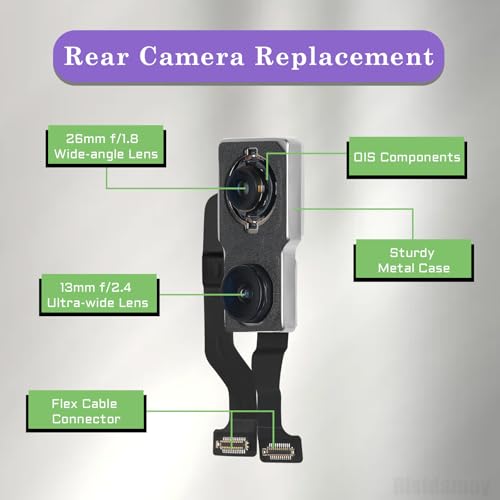 Risidamoy for iPhone 11 OEM Main Rear Back Camera Replacement Part 12MP HD Video HDR Photo Lens Module 4K 1080p HD 60 fps Video with Flex Cable Digital Zoom Image Fix Repair Kit A2111 A2223 A2221