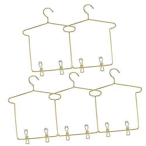 Toddmomy 5 Juegos Colgador De Muñecas Perchas para Ropa De Perchas para con Mini Perchas Colgadores De Muñecas con Pinzas Perchas De Ropa De Muñecas Planchar Golden