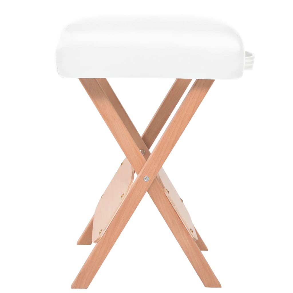 vidaXL Tabouret de Massage Pliant 12 cm d'Epaisseur Portable Table de Massage Blanc