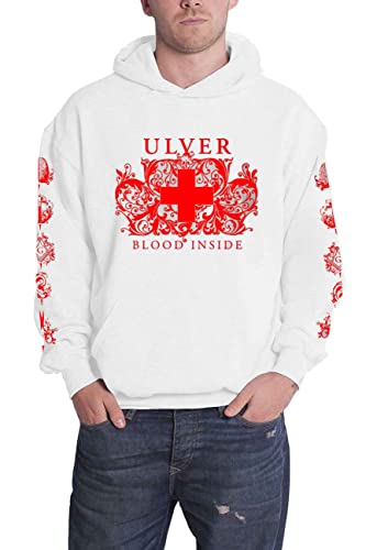 Sweat à Capuche Ulver Blanc imprimé logo Blood Inside contrasté