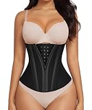 SHAPERX Waist Trainer for Women Underbust Corset Shapewear Tummy Control Workout Waist Cincher Body Shaper Zipper and Hooks, SZ7310-Black-M
