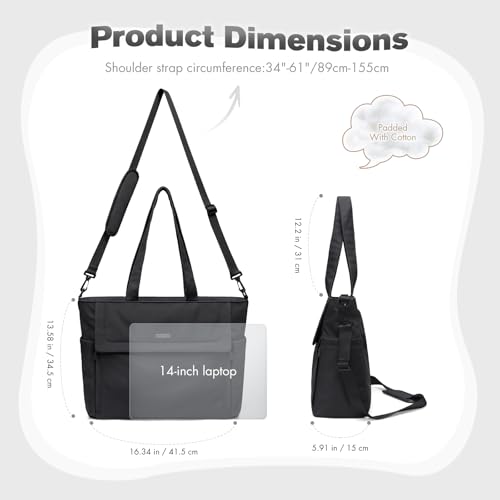 GOLF QUALITY 22L Puffer Wickeltasche Damen, lässige Umhängetasche für Mütter, Geräumige Shopper für Unterwegs, Schwarz