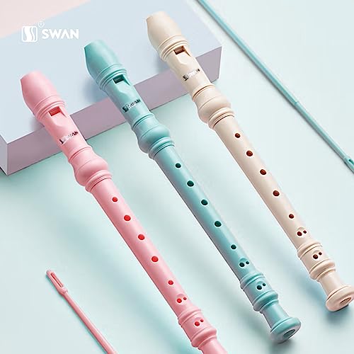 SWAN Soprano Recorder Instrument for Beginners Kids Student - German Fingering 8 Hole Flute Detachable 3pcs ABS Descant Recorders with Cleaning Rod and Fingering Chart, SW8K, Baby Blue - Thumbnail 7