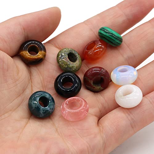30Pcs Natural Semi-Precious Stone Large Hole Loose Beads Abacus Shape Fashionable Opal Amethyst Unakite Rose Quartz Charm Beads For Making Necklace Bracelet #TOP4