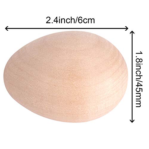 Zoenhou 40 Pcs 2.4 X 1.8 Inch Wooden Easter Eggs To Paint, Quality Unfinished Wooden Easter Eggs, Unpainted Wooden Eggs Fake Wood Craft Eggs For Decorating And Easter Egg Ornaments #TOP1